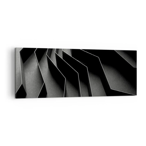 Quadro su tela - Stampe su Tela - Astrazione in bianco e nero con strutture geometriche - 140x50cm - Ordine tridimensionale - Decorazione murale moderna per soggiorno e camera da letto ARTTOR