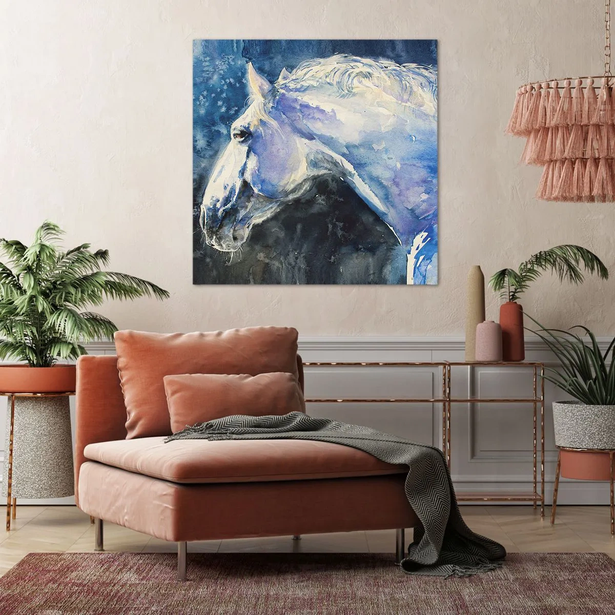 Quadro su tela - Stampe su Tela - Ritratto in luce blu - 30x30 cm