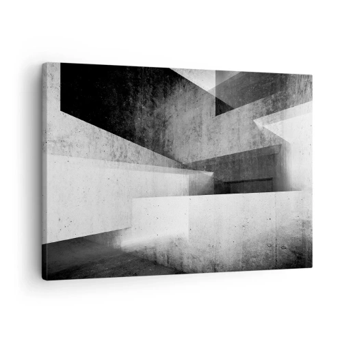 Quadro su tela - Stampe su Tela - Forme geometriche in una composizione monocromatica - 70x50cm - La struttura dello spazio - Decorazione murale moderna per soggiorno e camera da letto ARTTOR