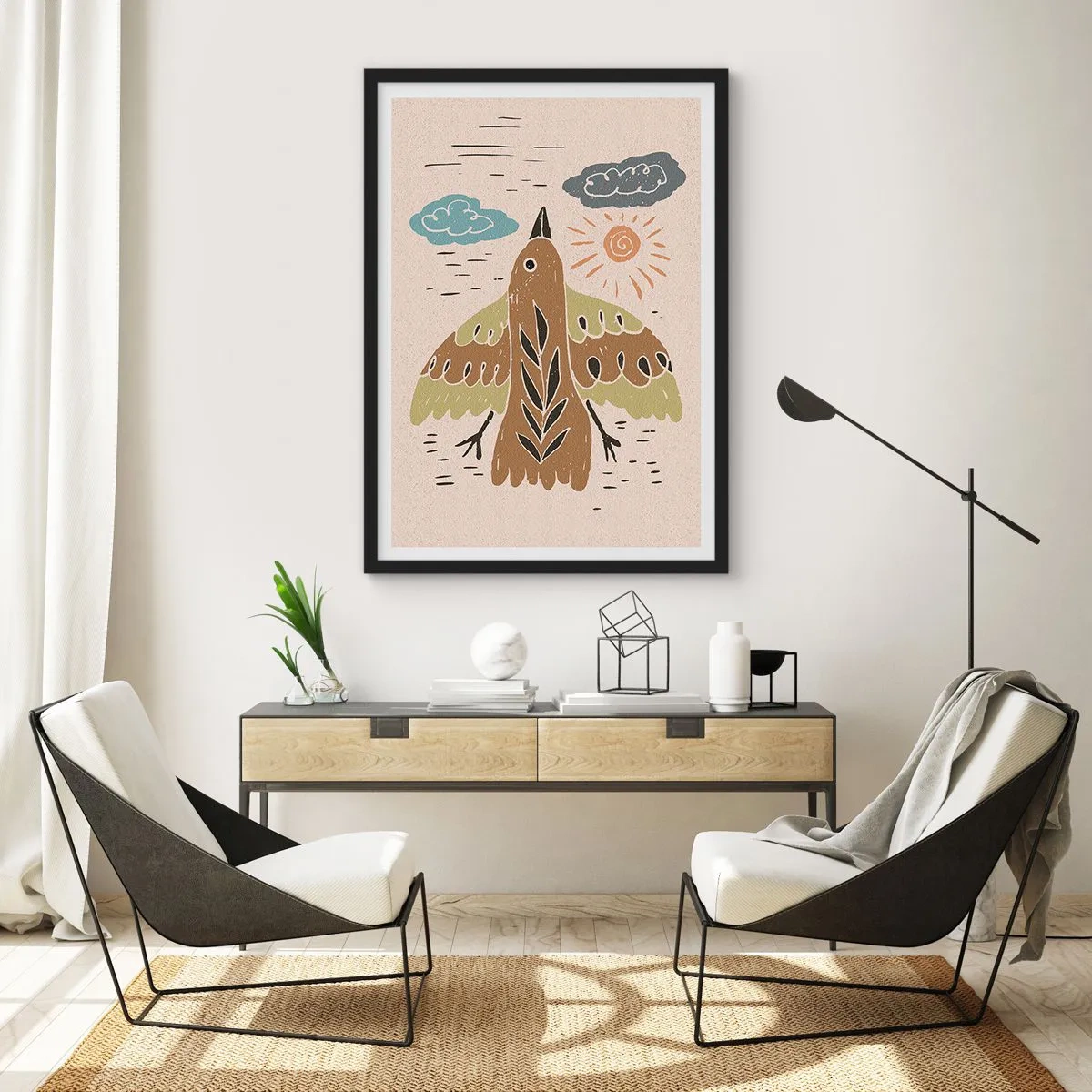 Poster in cornice nera - Volo gioioso - 40x50 cm