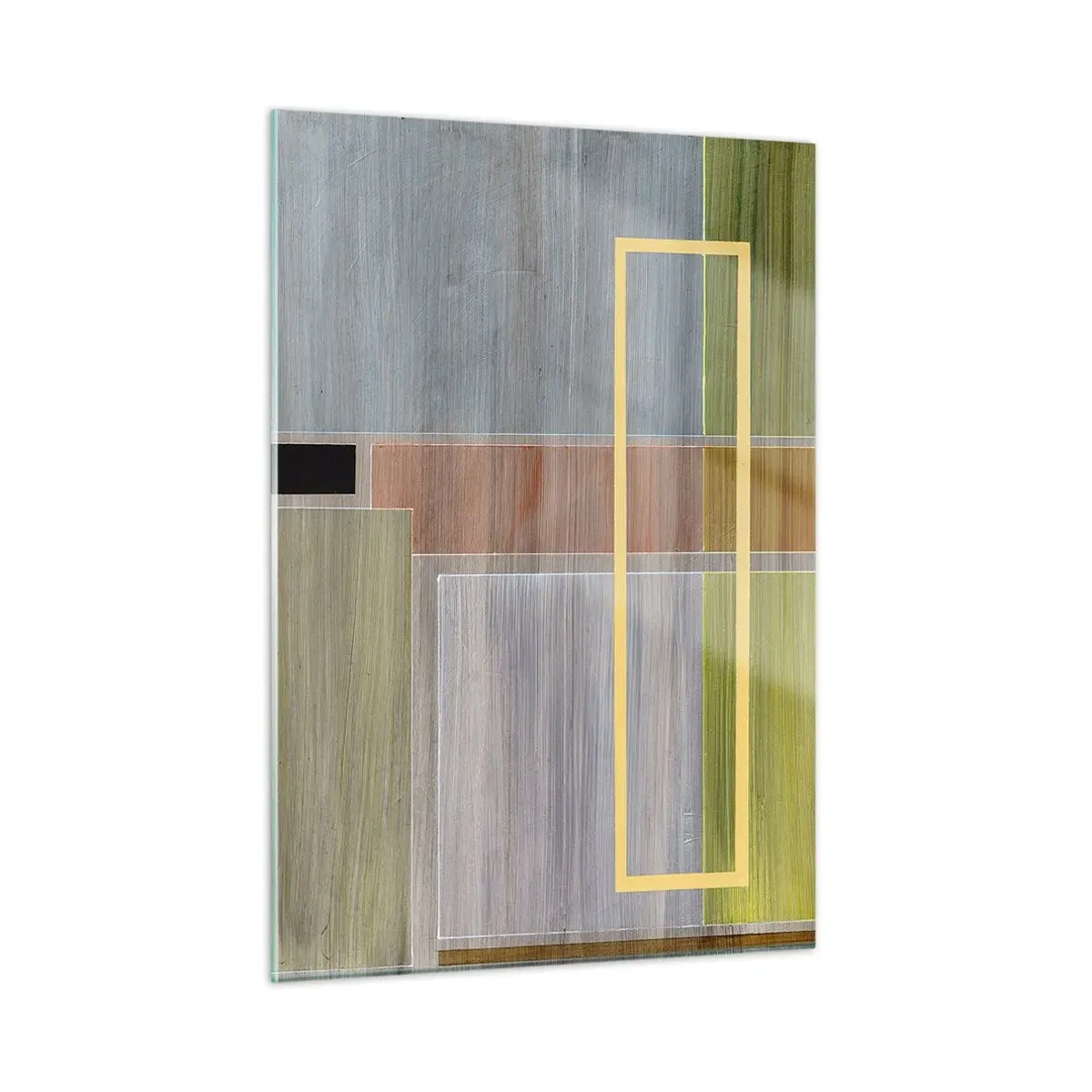 Quadro su vetro - Astrazione moderna con forme rettangolari e colori terrosi - 50x70cm - Semplice e tranquillo - Decorazione murale moderna per soggiorno e camera da letto ARTTOR
