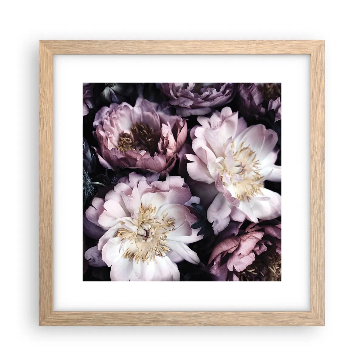 Poster in cornice rovere chiaro - Bouquet nel vecchio stile - 30x30 cm