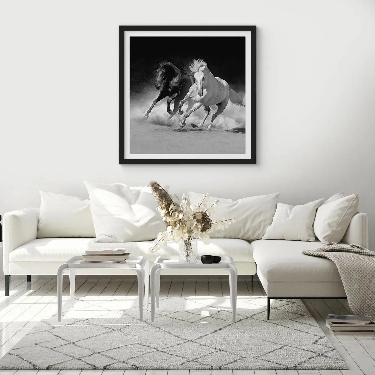 Poster in cornice nera - Il galoppo della libertà - 40x40 cm