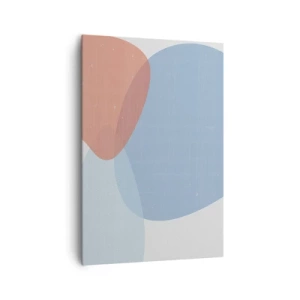 Quadro su tela - Stampe su Tela - Una composizione astratta nei toni pastello del blu e del rosa con forme organiche. - 70x100cm - Legami pastello - Decorazione murale moderna per soggiorno e camera da letto ARTTOR