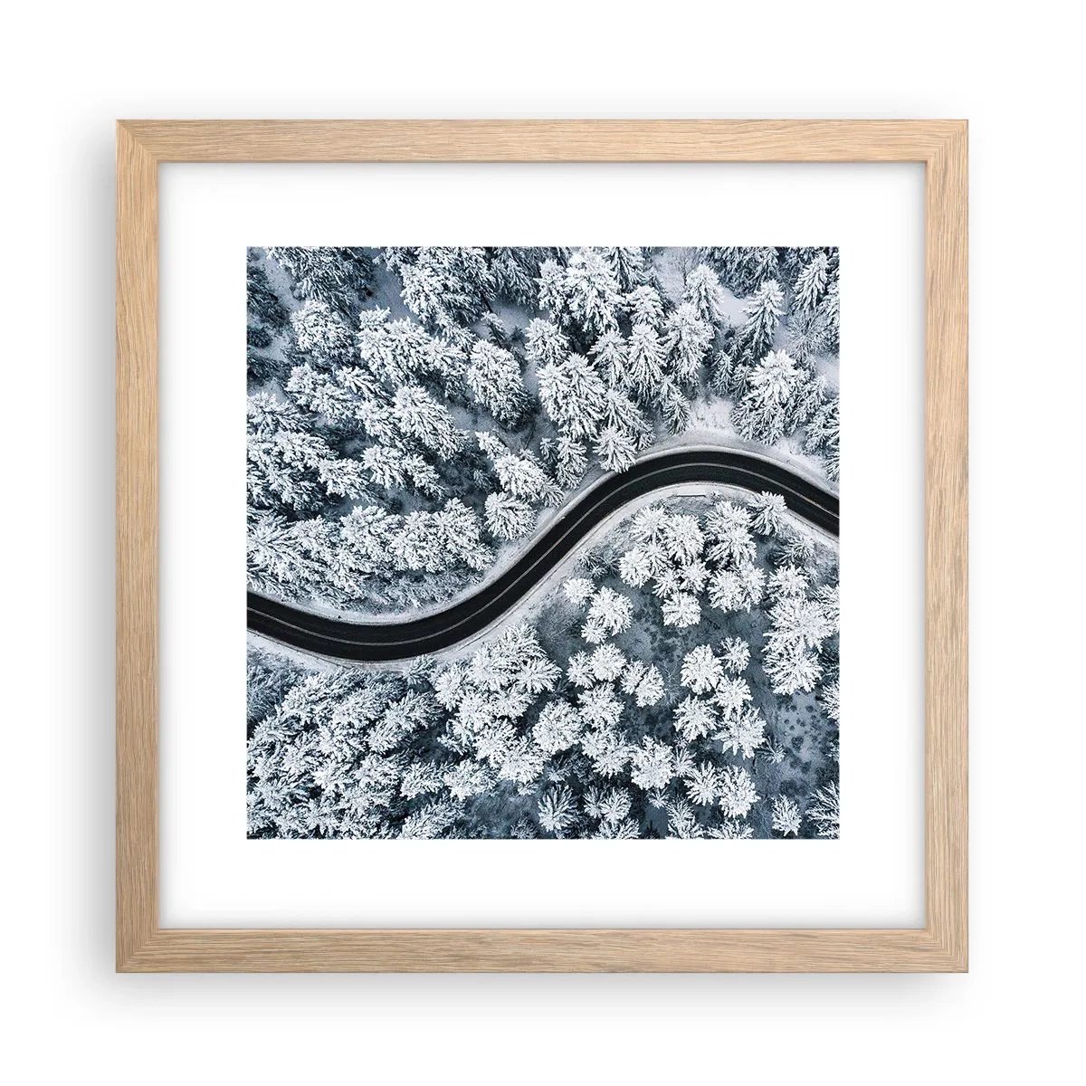 Poster in cornice rovere chiaro - Attraverso il bosco invernale - 30x30 cm