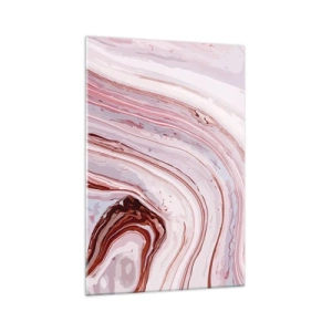 Quadro su vetro - Motivo astratto in rosa e bianco - 70x100cm - Dritto, poi a destra in basso - Decorazione murale moderna per soggiorno e camera da letto ARTTOR