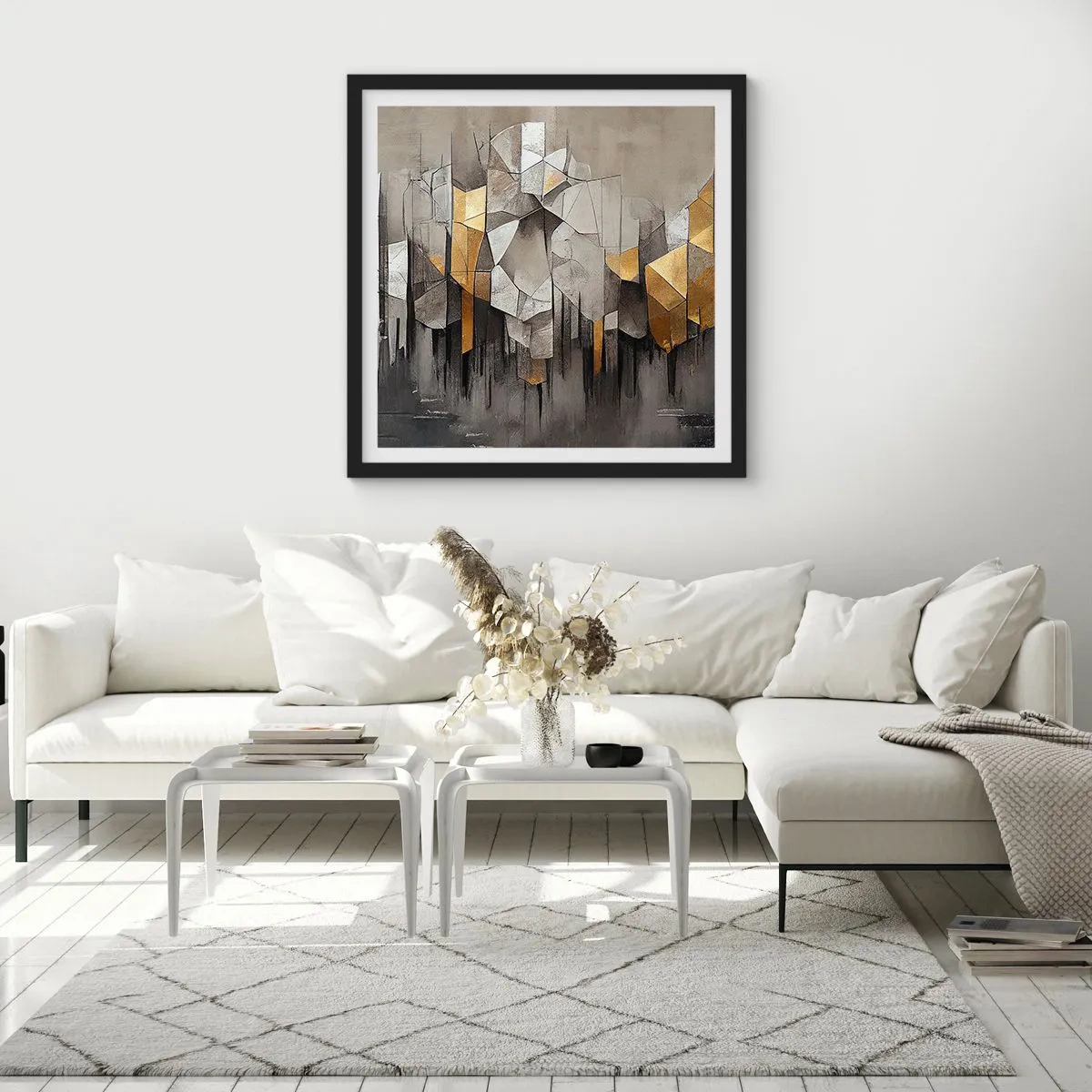 Poster in cornice nera - Composizione di ghiaccio e luce - 30x30 cm