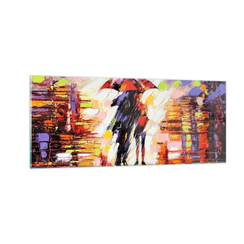 Quadro su vetro - Insieme nella notte e nella pioggia - 100x40 cm