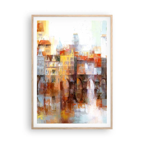 Poster in cornice rovere chiaro - Anche sotto il ponte è bello - 70x100 cm