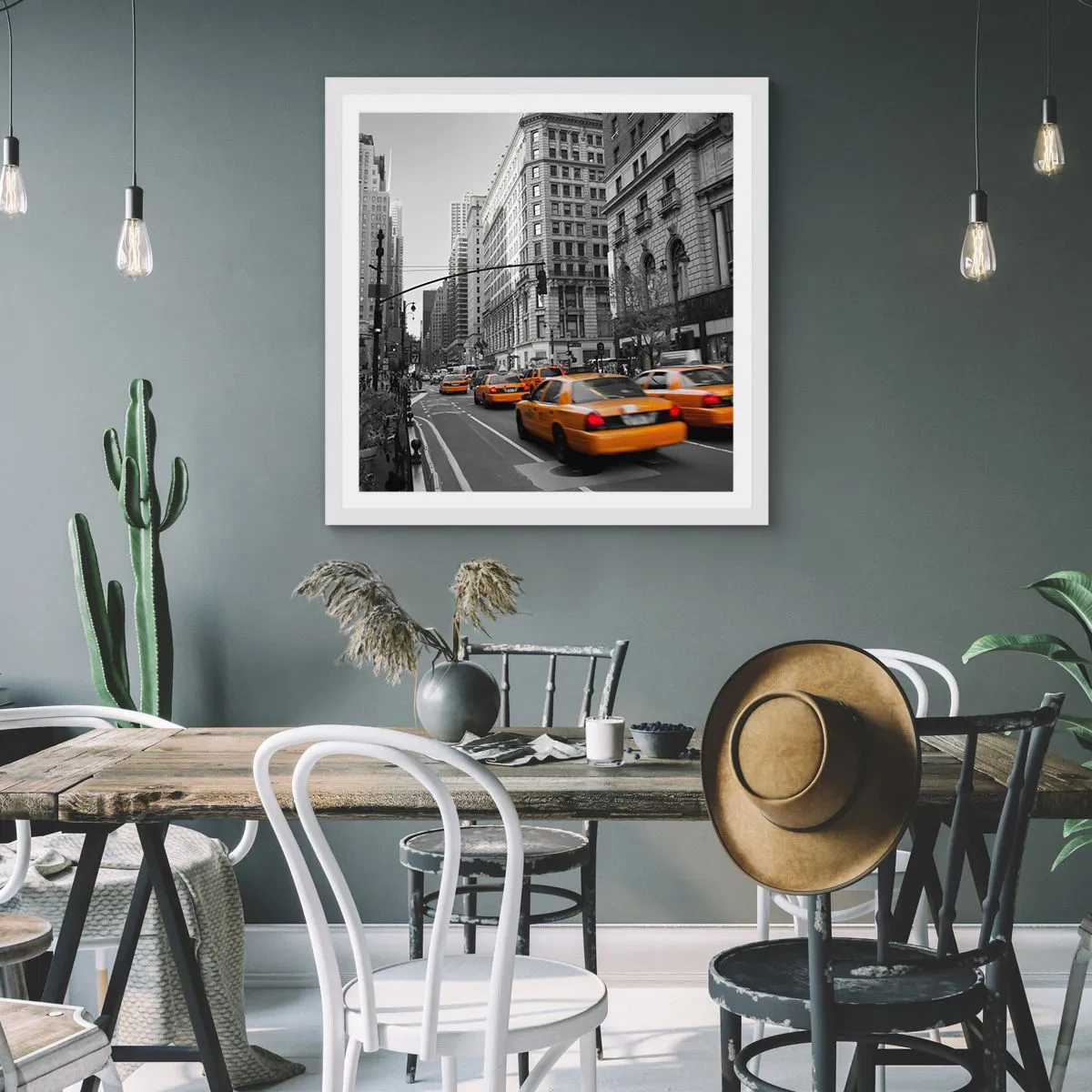 Poster in cornice bianca - Il sole della grande città - 50x50 cm