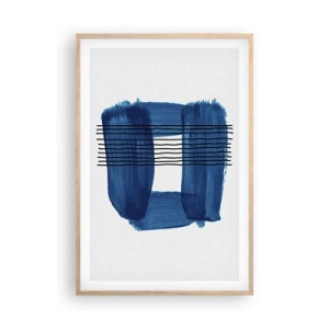 Poster in cornice rovere chiaro - Composizione blu e nera - 61x91 cm