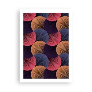 Poster - Motivo geometrico con cerchi concentrici colorati - 50x70cm - Al ritmo delle sfere - Decorazione murale moderna per soggiorno e camera da letto ARTTOR