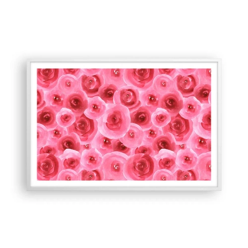 Poster in cornice bianca - Rose in alto e in basso - 91x61 cm