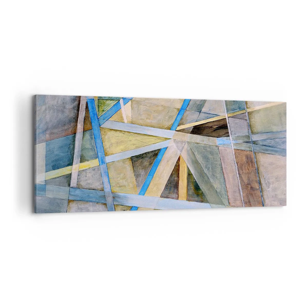 Quadro su tela - Stampe su Tela - Composizione geometrica con linee chiare e blu - 120x50cm - Dritto o obliquo? - Decorazione murale moderna per soggiorno e camera da letto ARTTOR