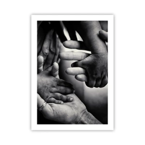 Poster - Motivo in bianco e nero di mani che simboleggiano il legame - 50x70cm - Umanità - Decorazione murale moderna per soggiorno e camera da letto ARTTOR