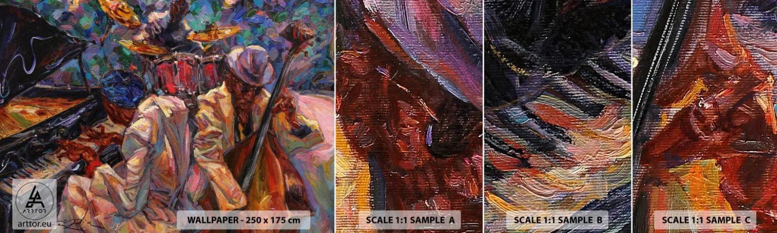 Campione Di Fotomurale Standard Eco - In un unico ritmo - Musica, Jazz, Contrabbasso - 100x30 cm