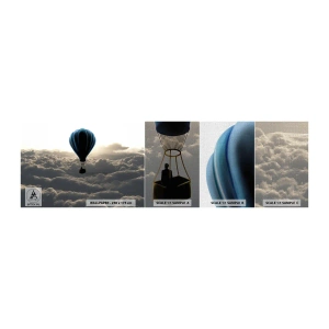 Campione di Fotomurale Premium Canvas - Viaggiatore sopra le nuvole - Paesaggio, Volo in mongolfiera, Viaggi - 100x30 cm