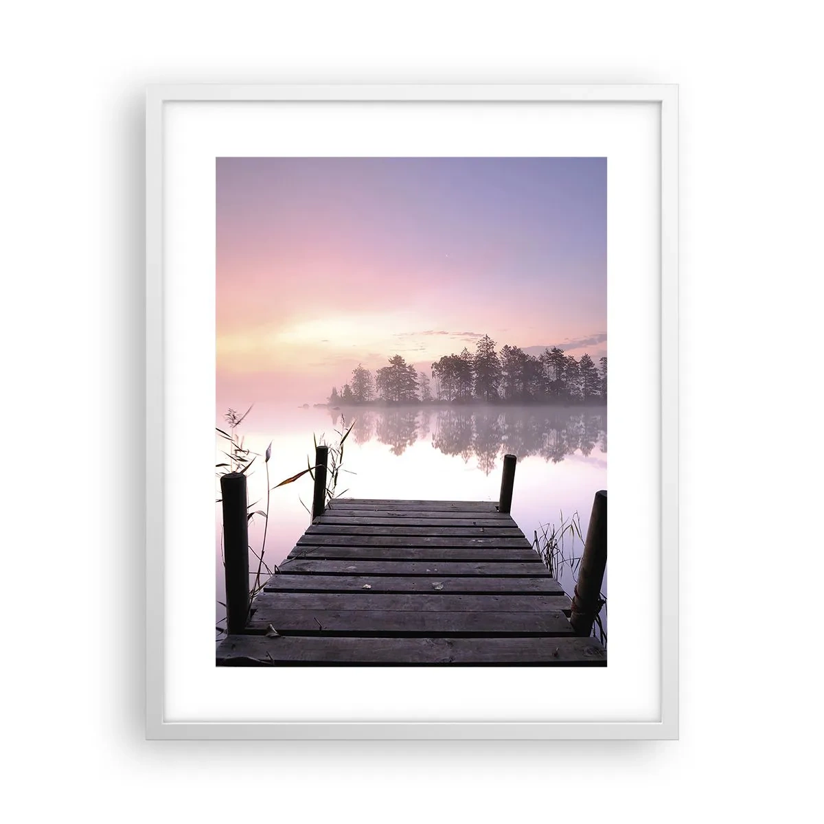 Poster in cornice bianca - Nebbia color lilla - 40x50 cm