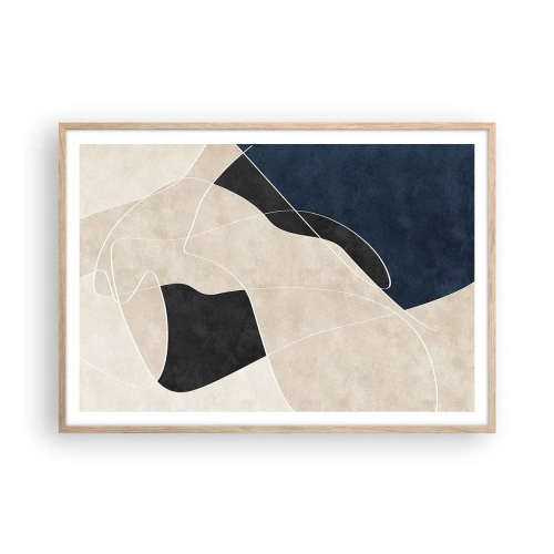 Poster in cornice rovere chiaro - Composizione astratta: il contrasto dei colori - 100x70 cm