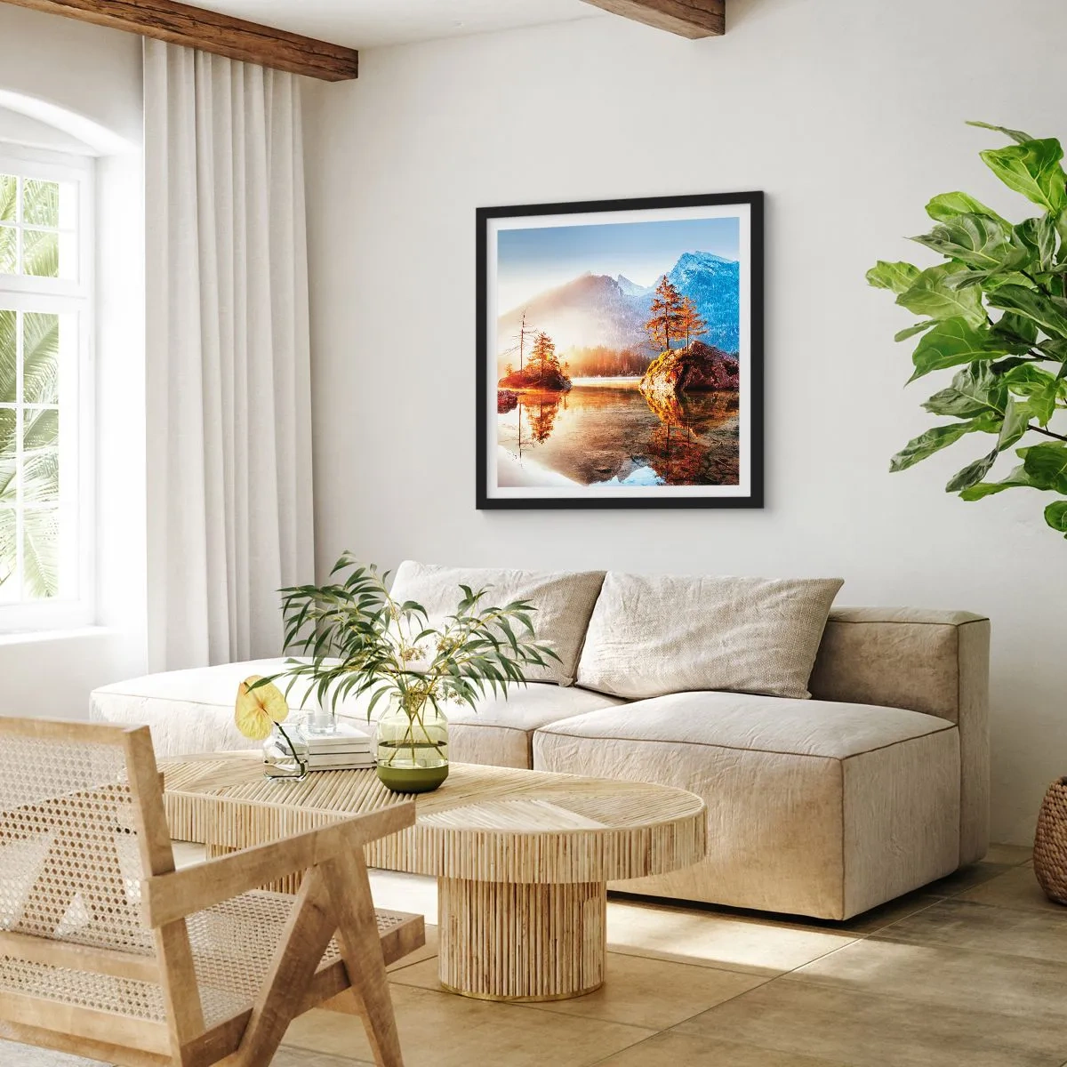 Poster in cornice nera - La natura in una nuova luce - 60x60 cm