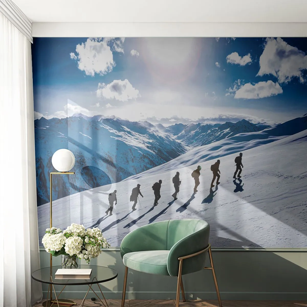 Fotomurali Autoadesivo Deluxe Sticker - La squadra dei conquistatori - Escursione in montagna, Paesaggio, Alpi - 250x175 cm