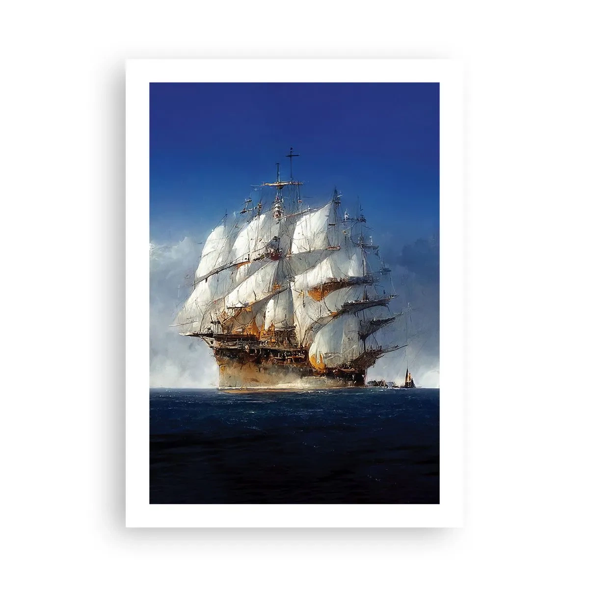 Poster - Una nave a vela in alto mare a vele spiegate alla luce del sole - 50x70cm - The great glory! - Decorazione murale moderna per soggiorno e camera da letto ARTTOR