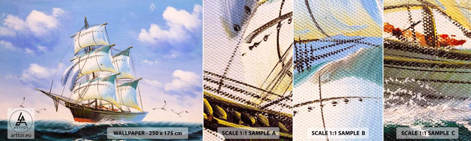 Campione di Fotomurale Adesivo Deluxe Sticker - Con orgoglio nel vento - Nautico, Veliero, Oceano - 100x30 cm