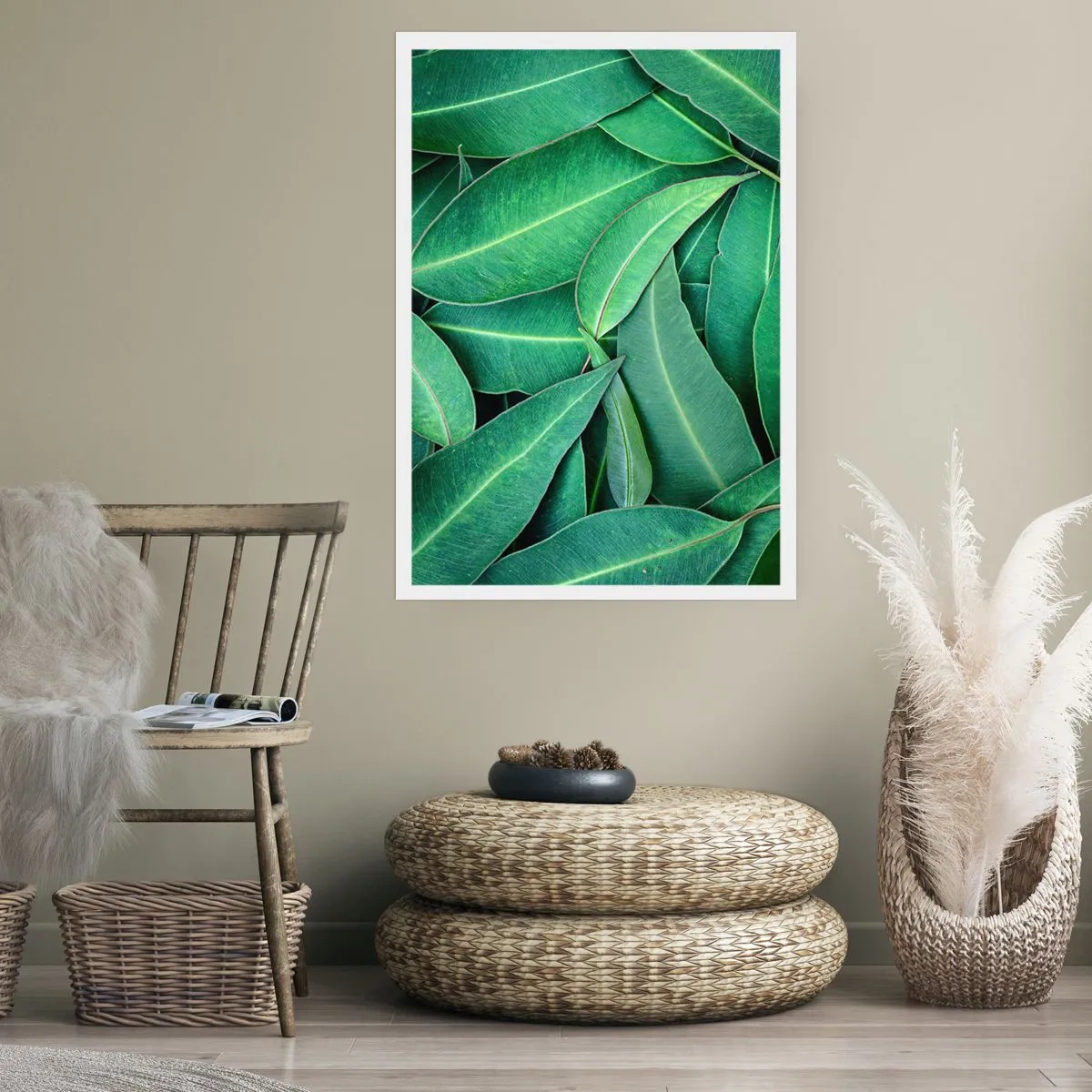 Poster - Foglie verdi disposte in una composizione densa - 50x70cm - Succosi e freschi - Decorazione murale moderna per soggiorno e camera da letto ARTTOR