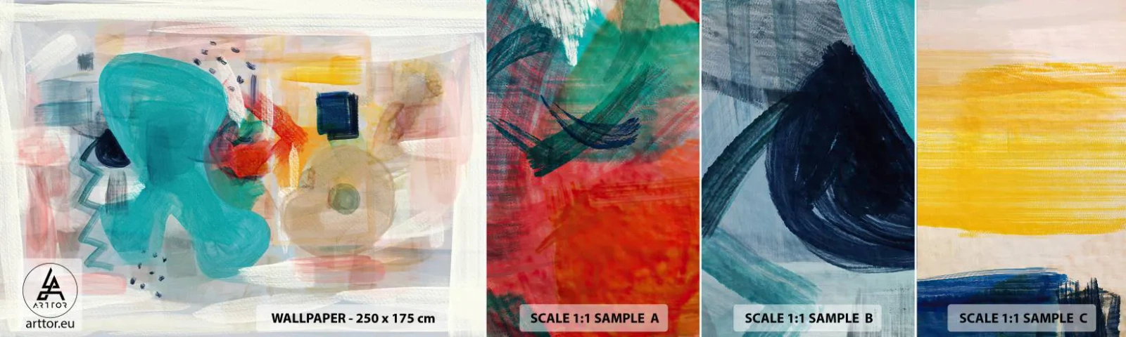 Campione di Fotomurale Adesivo Deluxe Sticker - Il gioco dei colori - Astrazione, Vernici, Pezzo - 100x30 cm