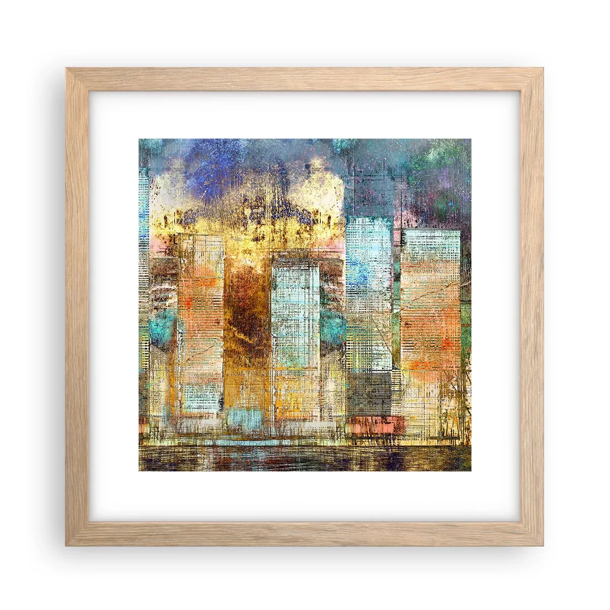 Poster in cornice rovere chiaro - Metropoli nel sole - 30x30 cm