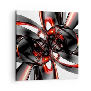 Quadro su tela - Stampe su Tela - Movimento in grafite e rosso - 60x60 cm