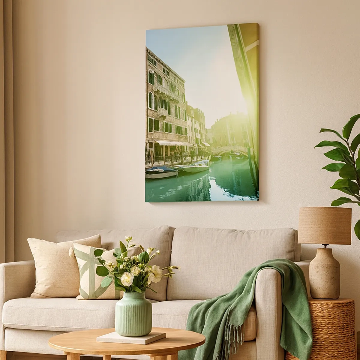 Quadro su tela - Stampe su Tela - Ponte e canale di Venezia con architettura storica - 50x70cm - Venezia, Amore Mio - Decorazione murale moderna per soggiorno e camera da letto ARTTOR