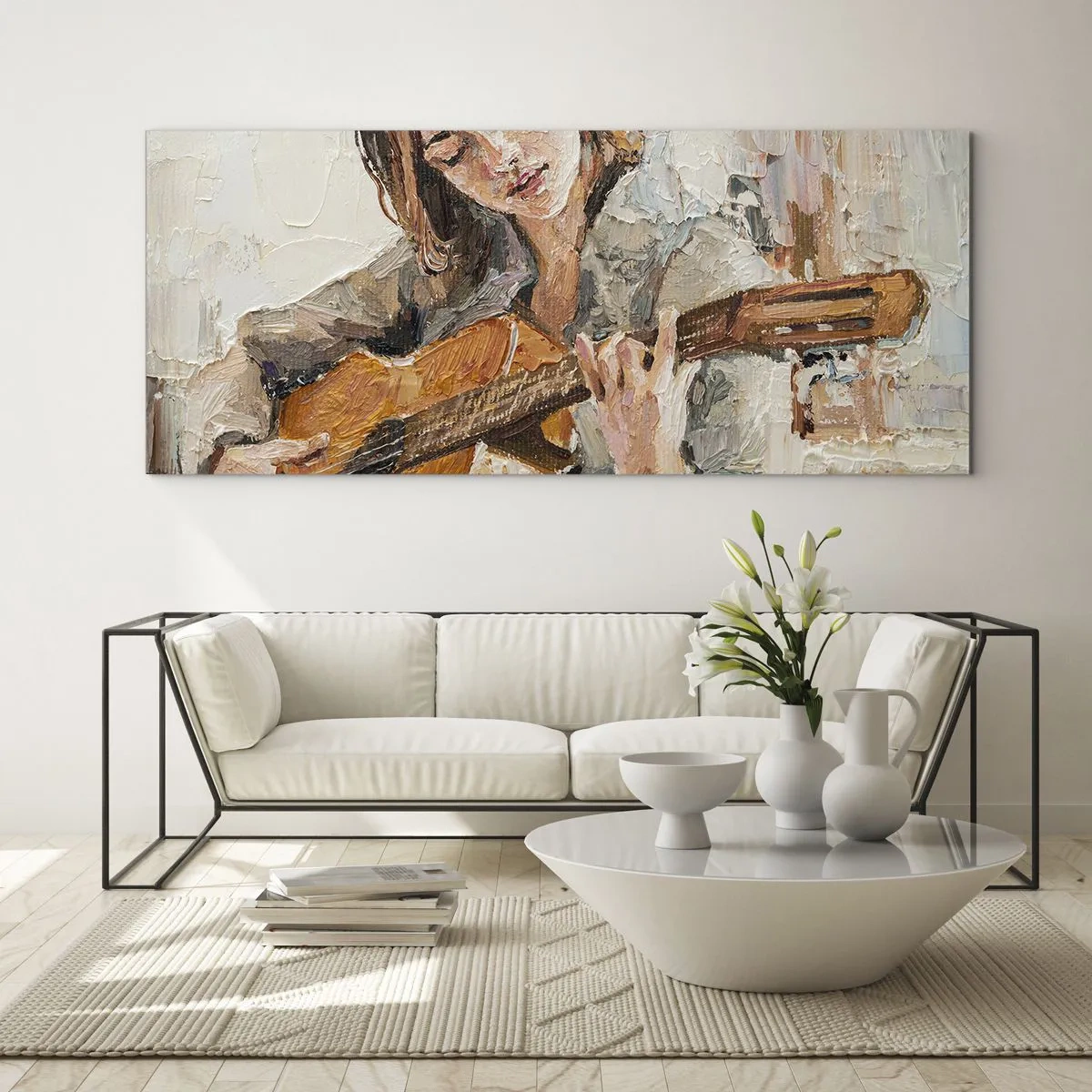 Quadro su vetro - Concerto per chitarra e cuore di ragazza - 100x40 cm