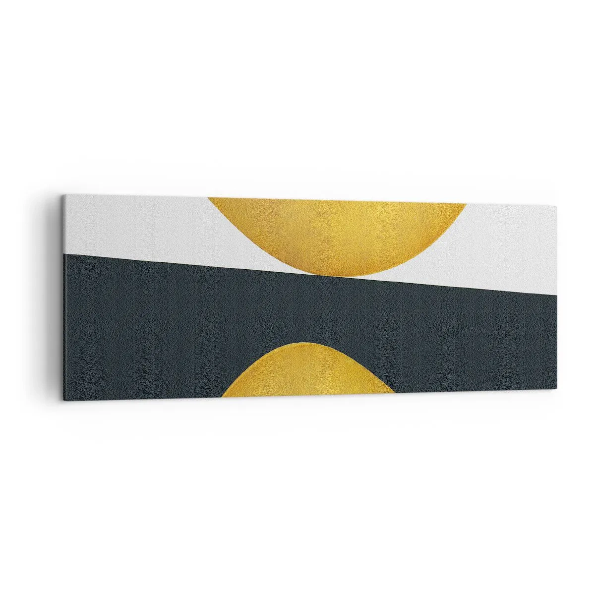 Quadro su tela - Stampe su Tela - Forme geometriche in oro su sfondo bianco e scuro - 140x50cm - Iniziamo dall'oro - Decorazione murale moderna per soggiorno e camera da letto ARTTOR