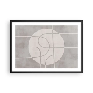 Poster in cornice nera - Motivo geometrico nei toni del grigio e del bianco - 70x50cm - Tondo e dritto - Decorazione murale moderna per soggiorno e camera da letto ARTTOR