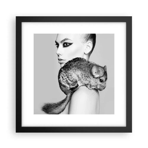 Poster in cornice nera - Dama con il cincillà - 30x30 cm