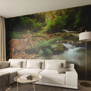 Fotomurali Standard Eco - Benvenuto nel mio mondo - Paesaggio, Animali, Cervo - 200x140 cm