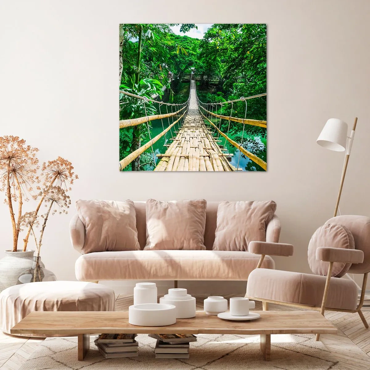 Quadro su tela - Stampe su Tela - Ponte sospeso sopra il verde - 50x50 cm