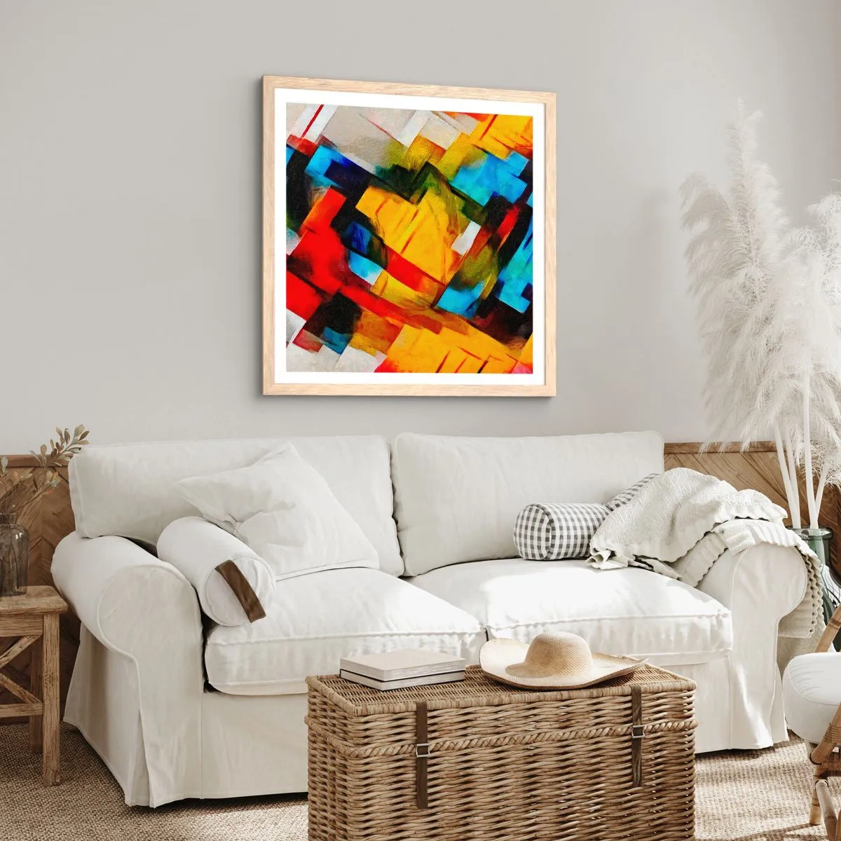 Poster in cornice rovere chiaro - Intreccio multicolore - 50x50 cm