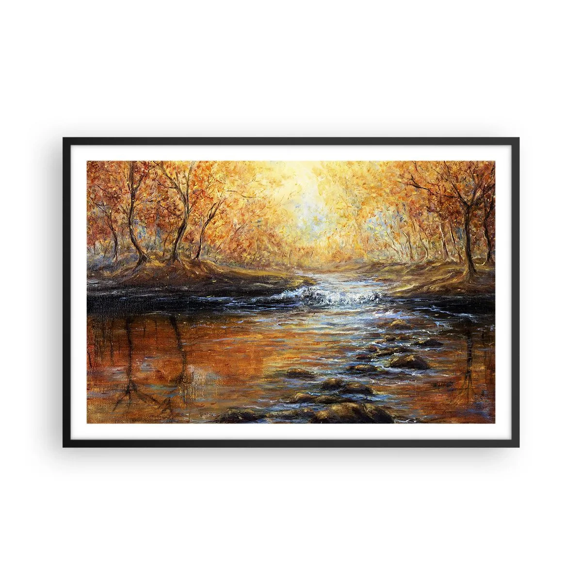 Poster in cornice nera - Ruscello d'oro - 91x61 cm