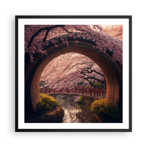 Poster in cornice nera - Primavera giapponese - 60x60 cm