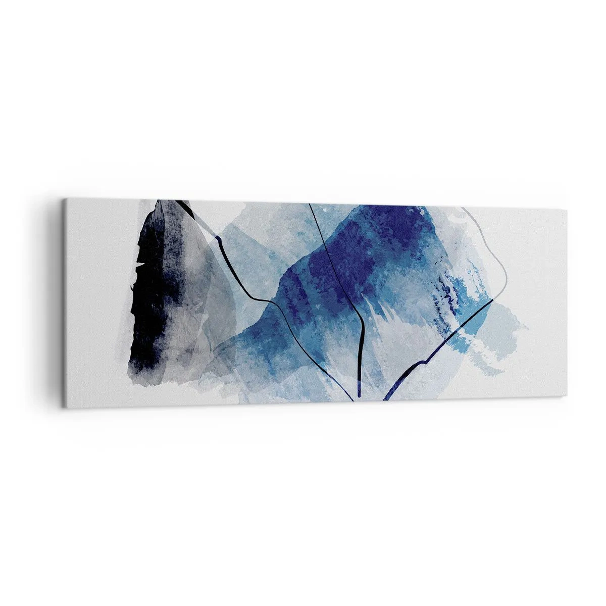 Quadro su tela - Stampe su Tela - Forme astratte nei toni del blu con linee delicate - 140x50cm - Monte di ghiaccio - Decorazione murale moderna per soggiorno e camera da letto ARTTOR
