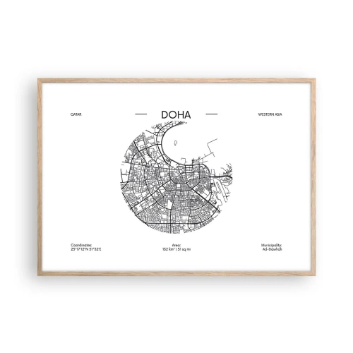 Poster in cornice rovere chiaro - Anatomia di Doha - 100x70 cm