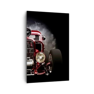 Quadro su tela - Stampe su Tela - Auto da corsa classica rossa su sfondo scuro - 80x120cm - Fast and furiously beautiful - Decorazione murale moderna per soggiorno e camera da letto ARTTOR