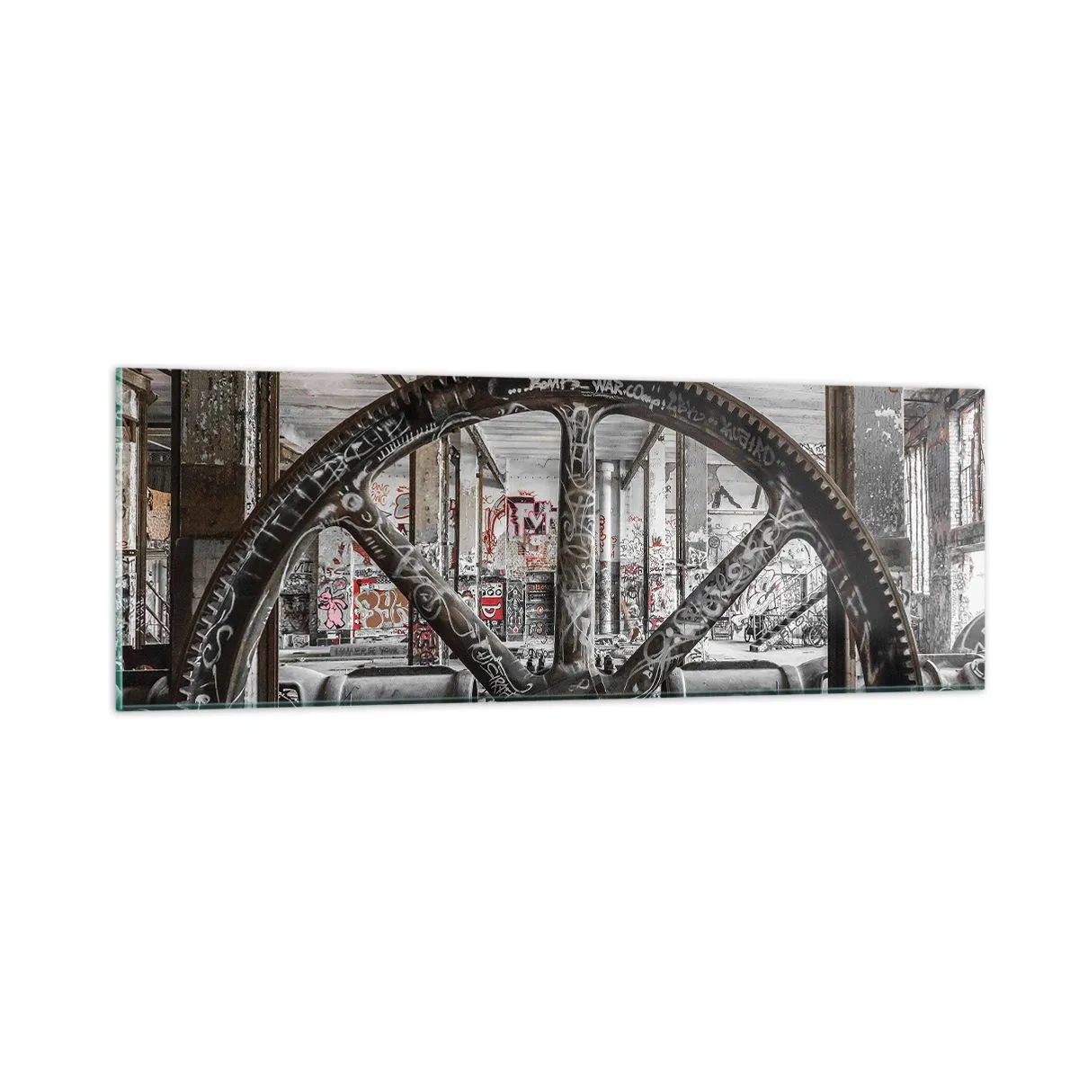 Quadro su vetro - La vita segreta della fabbrica - 90x30 cm