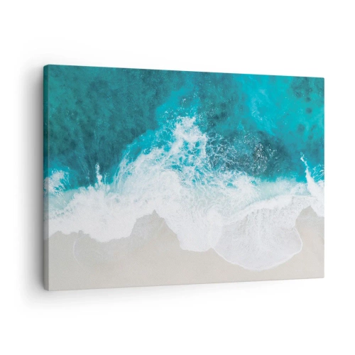 Quadro su tela - Stampe su Tela - Onde turchesi dell'oceano sulla sabbia chiara - 70x50cm - Morbidezza naturale - Decorazione murale moderna per soggiorno e camera da letto ARTTOR