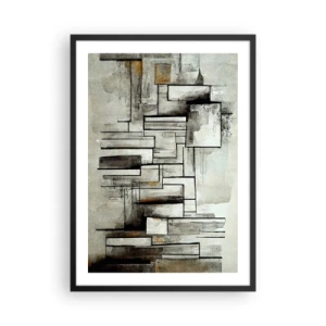 Poster in cornice nera - Composizione geometrica astratta nei toni del grigio e del nero - 50x70cm - La forza della semplicità - Decorazione murale moderna per soggiorno e camera da letto ARTTOR