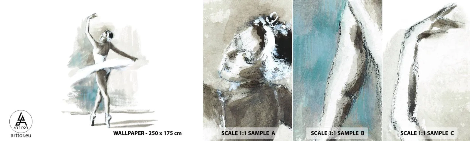 Campione Di Fotomurale Standard Eco - Tramutata in un cigno - Ballerina, Danza, Balletto - 100x30 cm