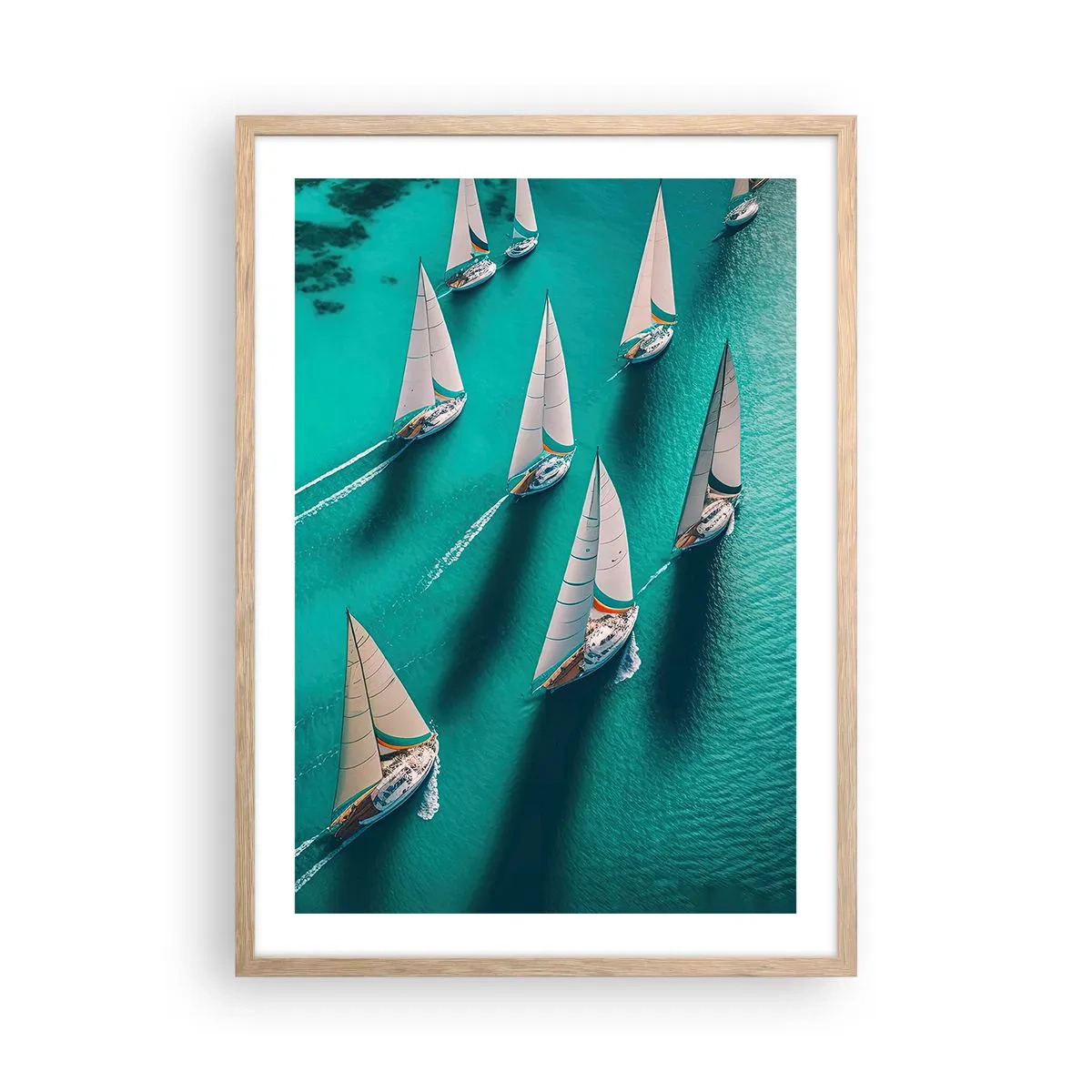 Poster in cornice rovere chiaro - In gara con il vento - 50x70 cm
