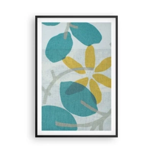 Poster in cornice nera - Tra le foglie azzurre - 61x91 cm